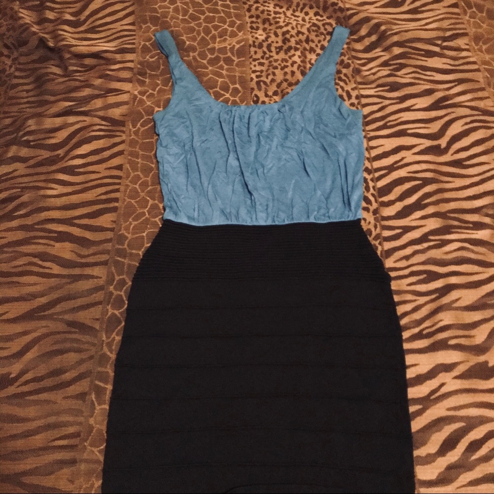 Sky Blue & Black Bodycon Dress
